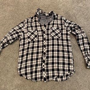 Black and white flannel button down